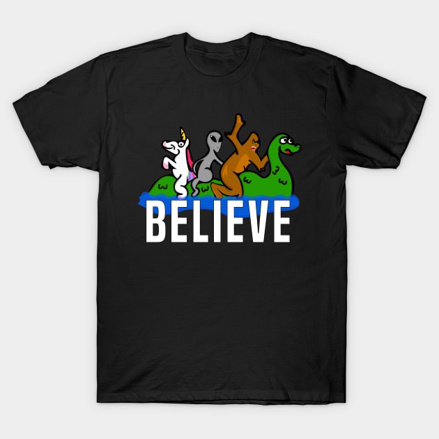 Mythical Creatures Riding Loch Ness Monster T-Shirt by Swagazon